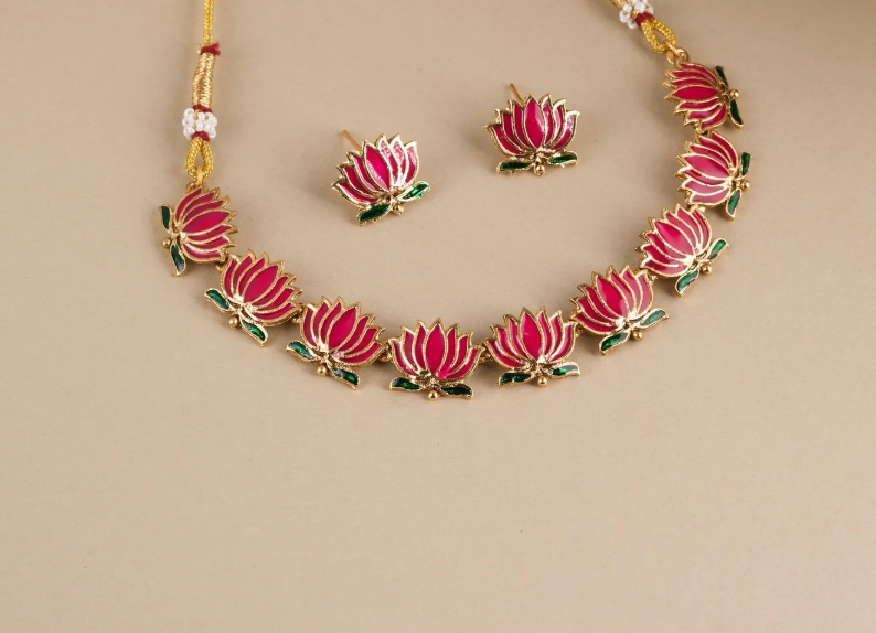 Lotus Necklace with earrings